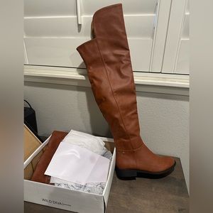 Thigh high brown boots